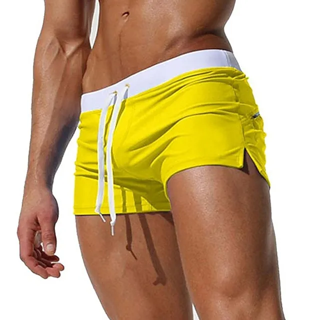 Men's Swim Shorts Swim Trunks Board Shorts Swim Brief Drawstring Elastic Waist Zipper Pocket Solid Color Breathable Quick Dry Short Casual Daily Beach Fashion Classic Style ArmyGreen Black