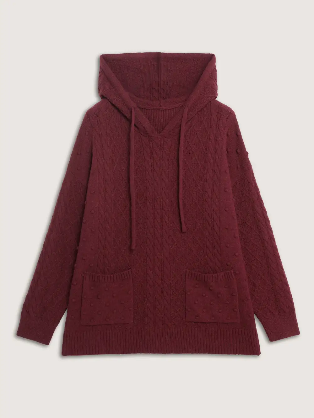 Solid Textured Hooded Pullover