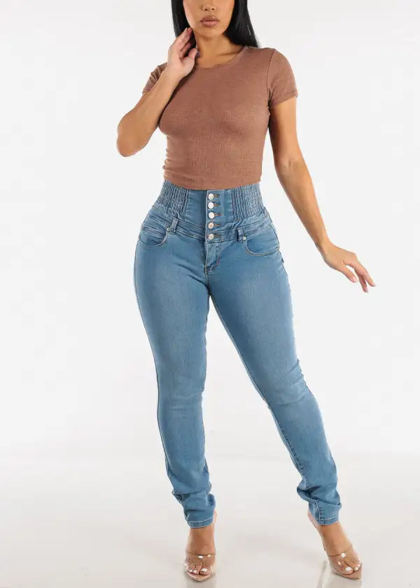 MX JEANS Ultra High Spandex Waist Levantacola Skinny Jeans