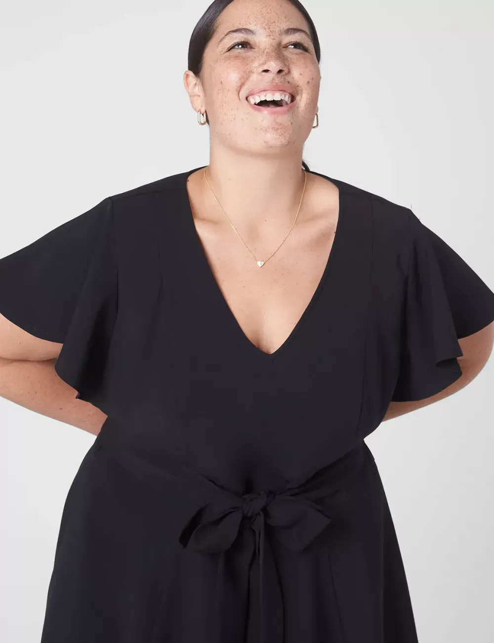 Lena V-Neck High-Low Midi Dress