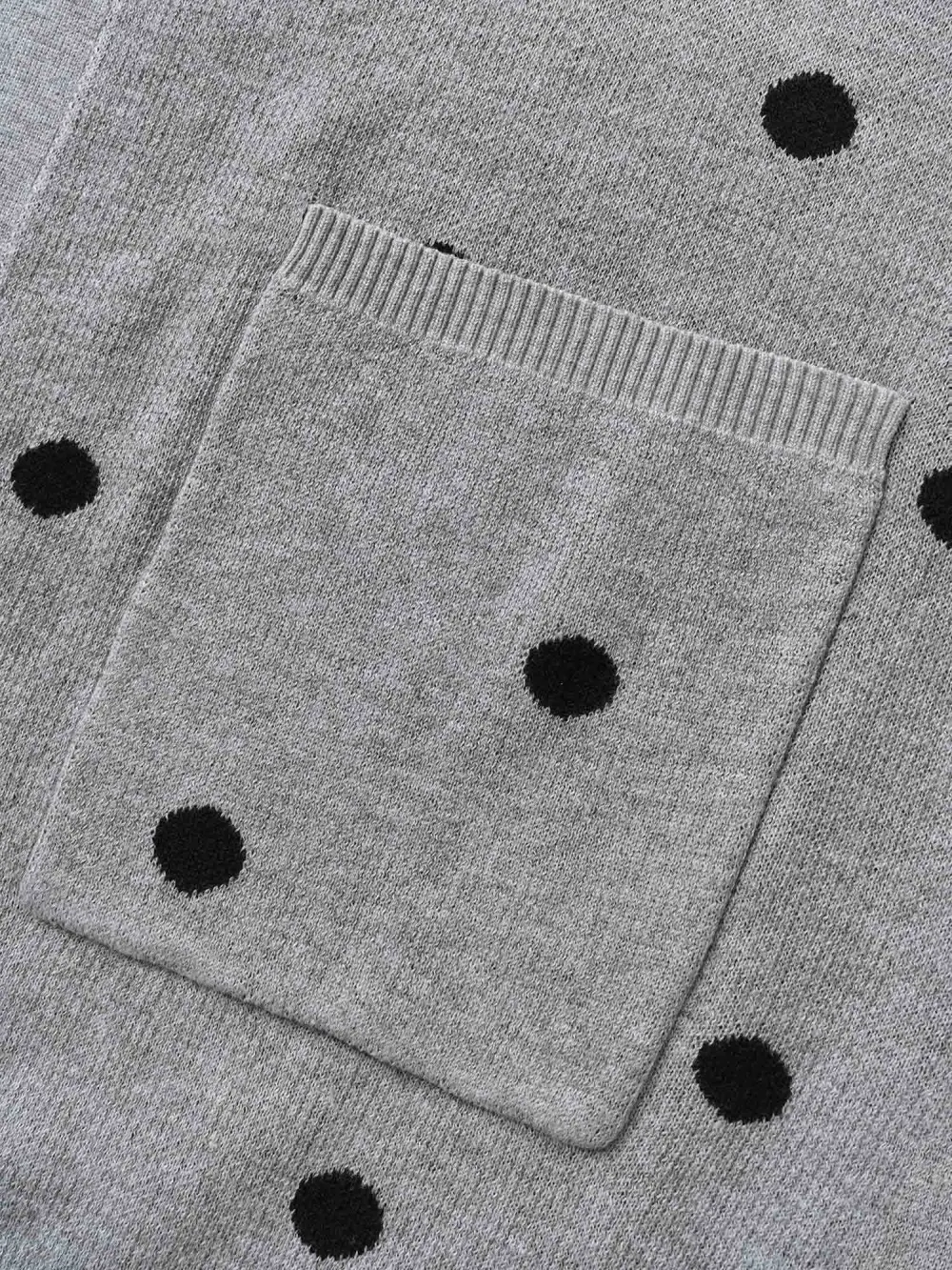 Polka Dot Kimono Collar Patch Pocket Cardigan