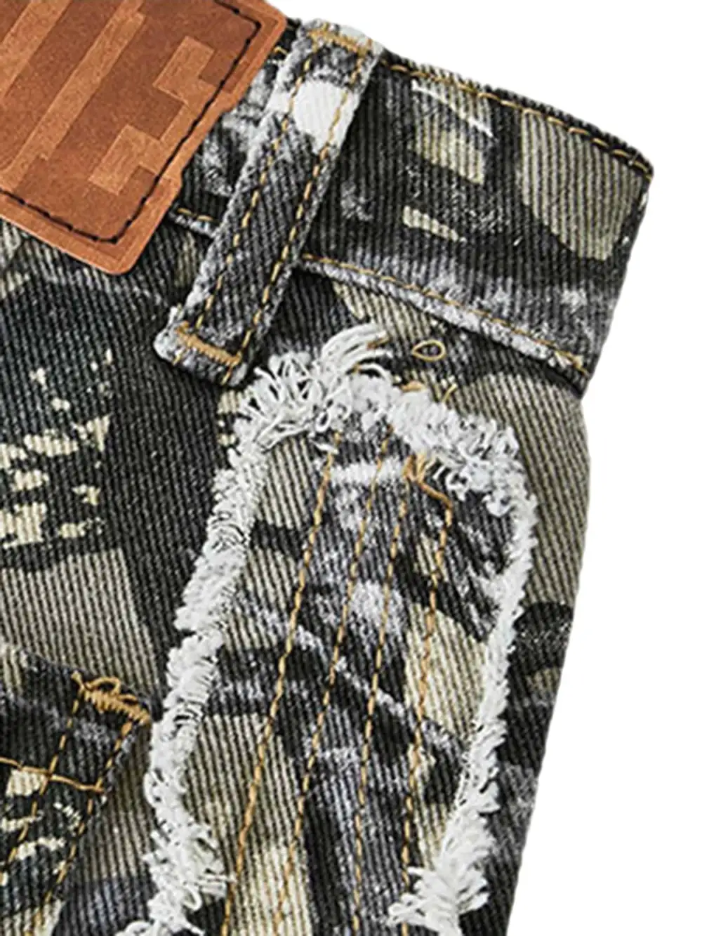 Camouflage Leaf Straight Leg Pants- 1870