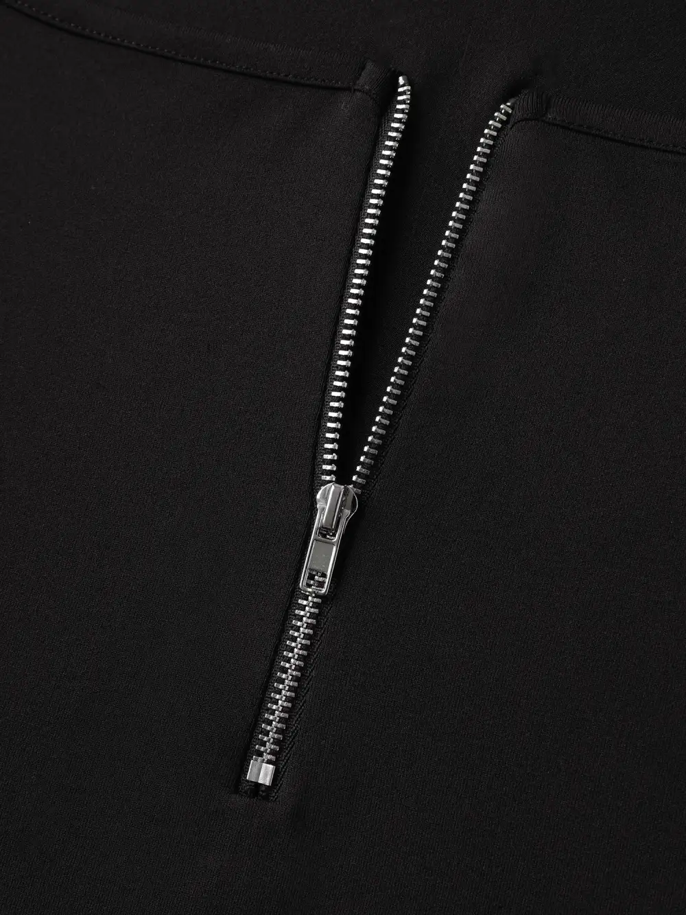 Half-Zipper Neckline Bodycon Fit T-Shirt