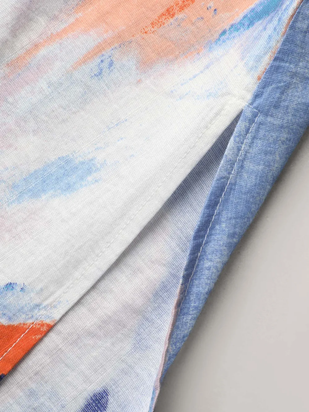 Abstract Print Waist-Cinched Split Hem Maxi Dress