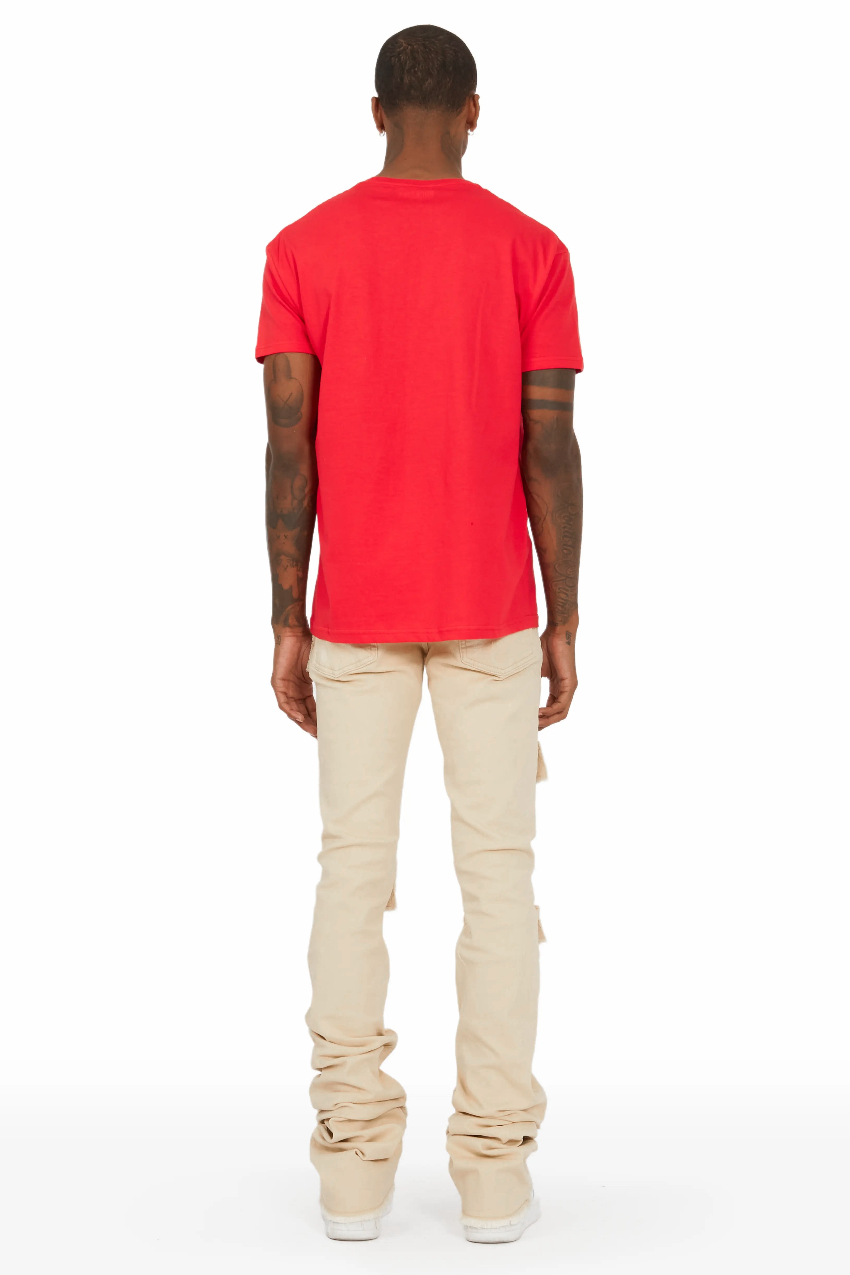 Petrus Beige Super Stacked Flare Jean