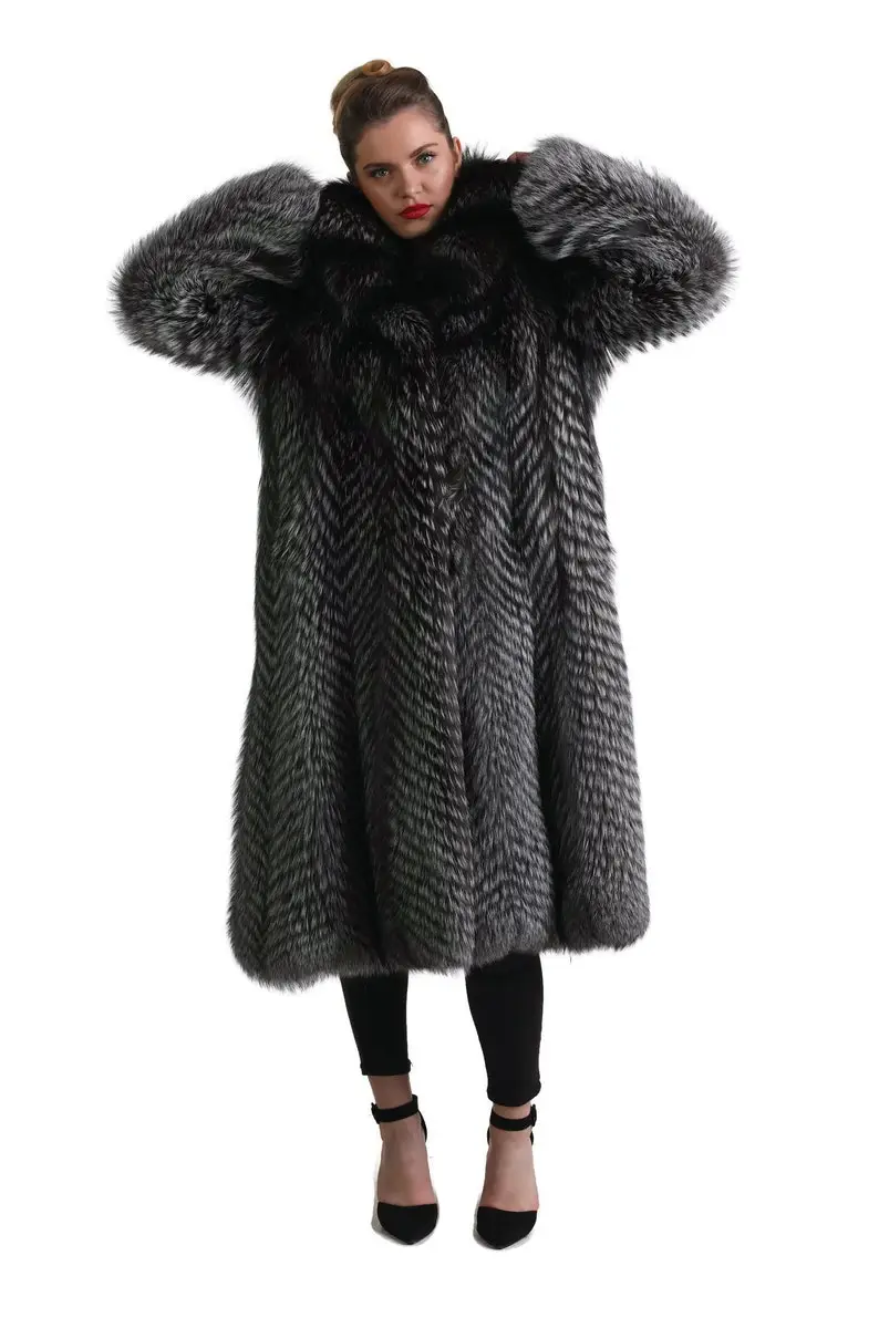 Silver Fox Fur Full Length Jacket