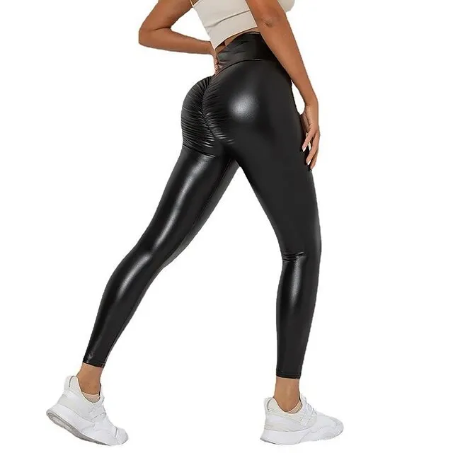 Women's Tights Pants Trousers Leggings Full Length PU High Elasticity High Waist Fashion Sexy Party Office Black S M Autumn / Fall