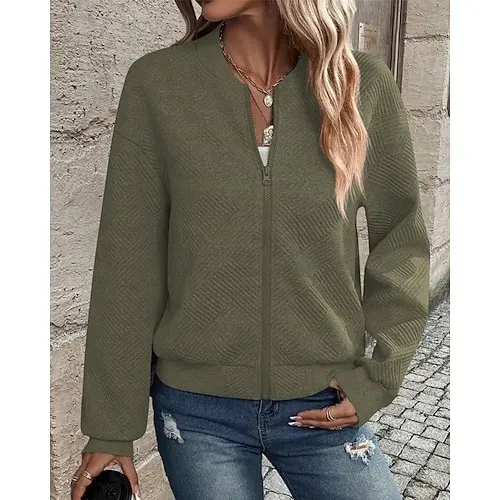Women's Texture Sweatshirt Waffle Sweatshirt  Pullover Hoodie Sweatshirt Plain Streetwear Casual Long Sleeve Hooded Regular Tops Street Holiday Going out Buttons Black White Pink Wine Fall Winter