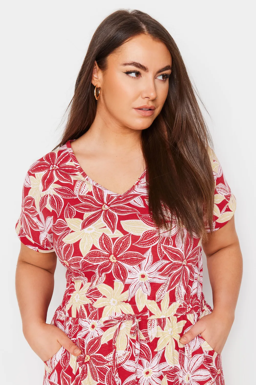 YOURS Curve Red Floral Print Maxi Dress