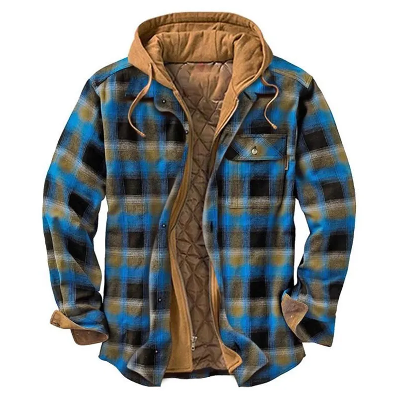 Mens Winter Plaid Thick Casual Jacket
