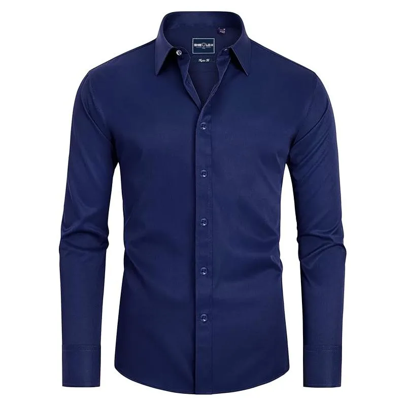 Men's Slim Fit Stain-Resistant Dress Shirts – Long Sleeve Button