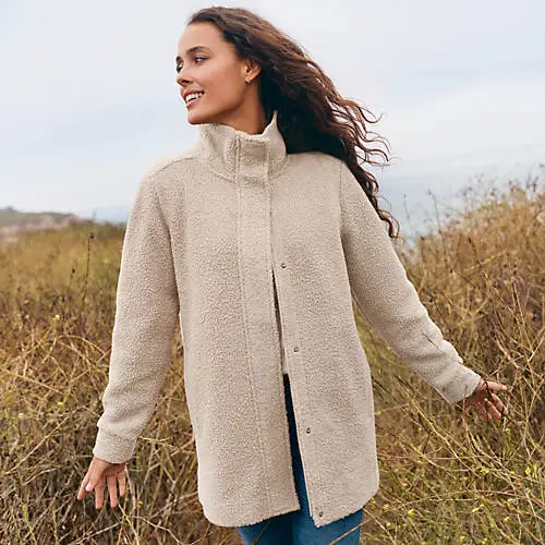 Women's Petite Boucle Fleece Coat