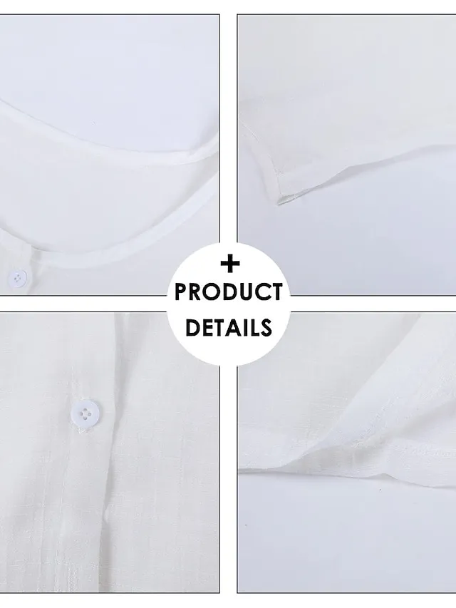 Women's Casual Dress Shirt Dress Cotton Linen Dress Mini Dress Blue Purple Pink Short Sleeve Pure Color Spring Summer V Neck Beach Basic Daily Weekend Loose Fit Linen S M L XL XXL 3XL