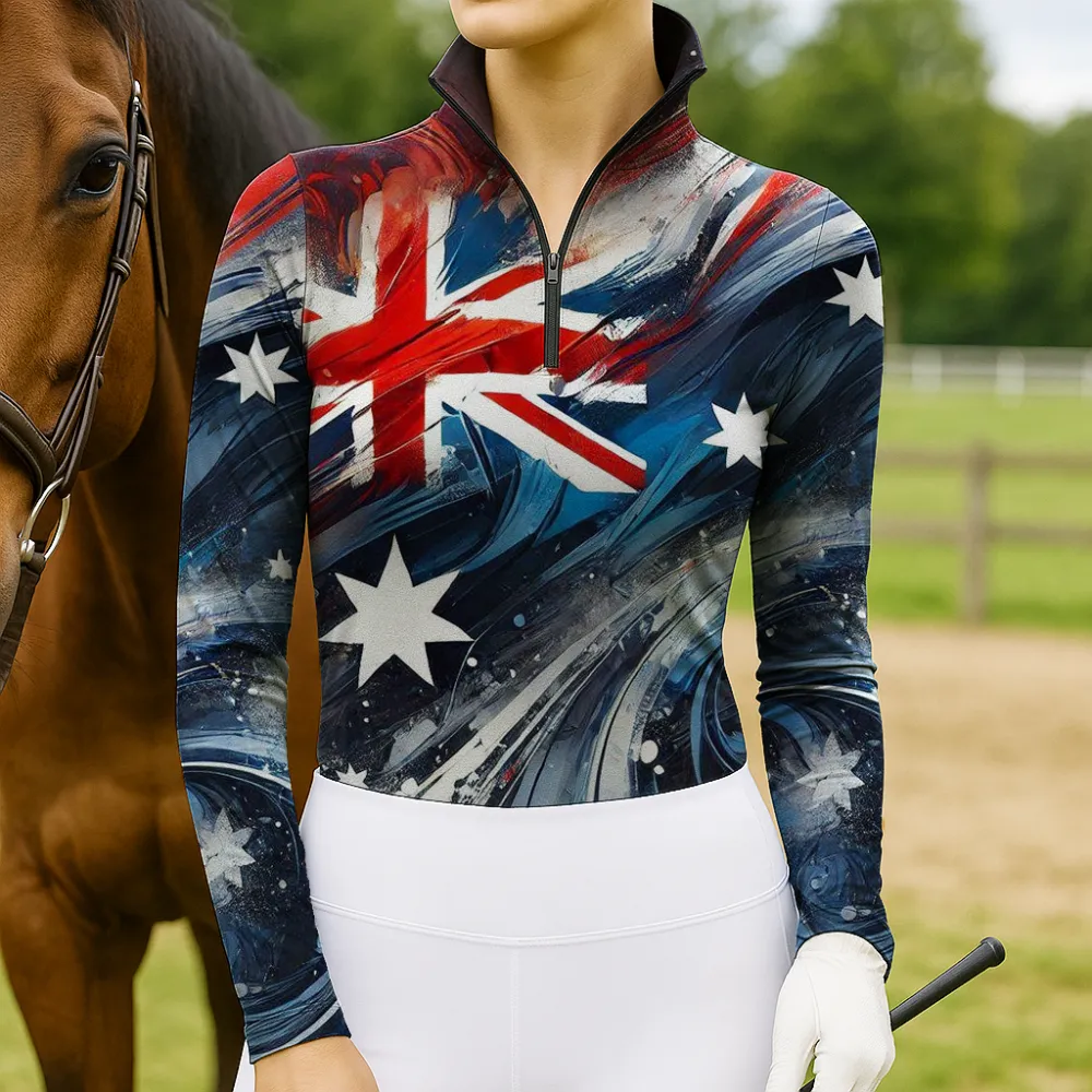 Women's Flag Design Equestrian Long Sleeve Casual Shirt