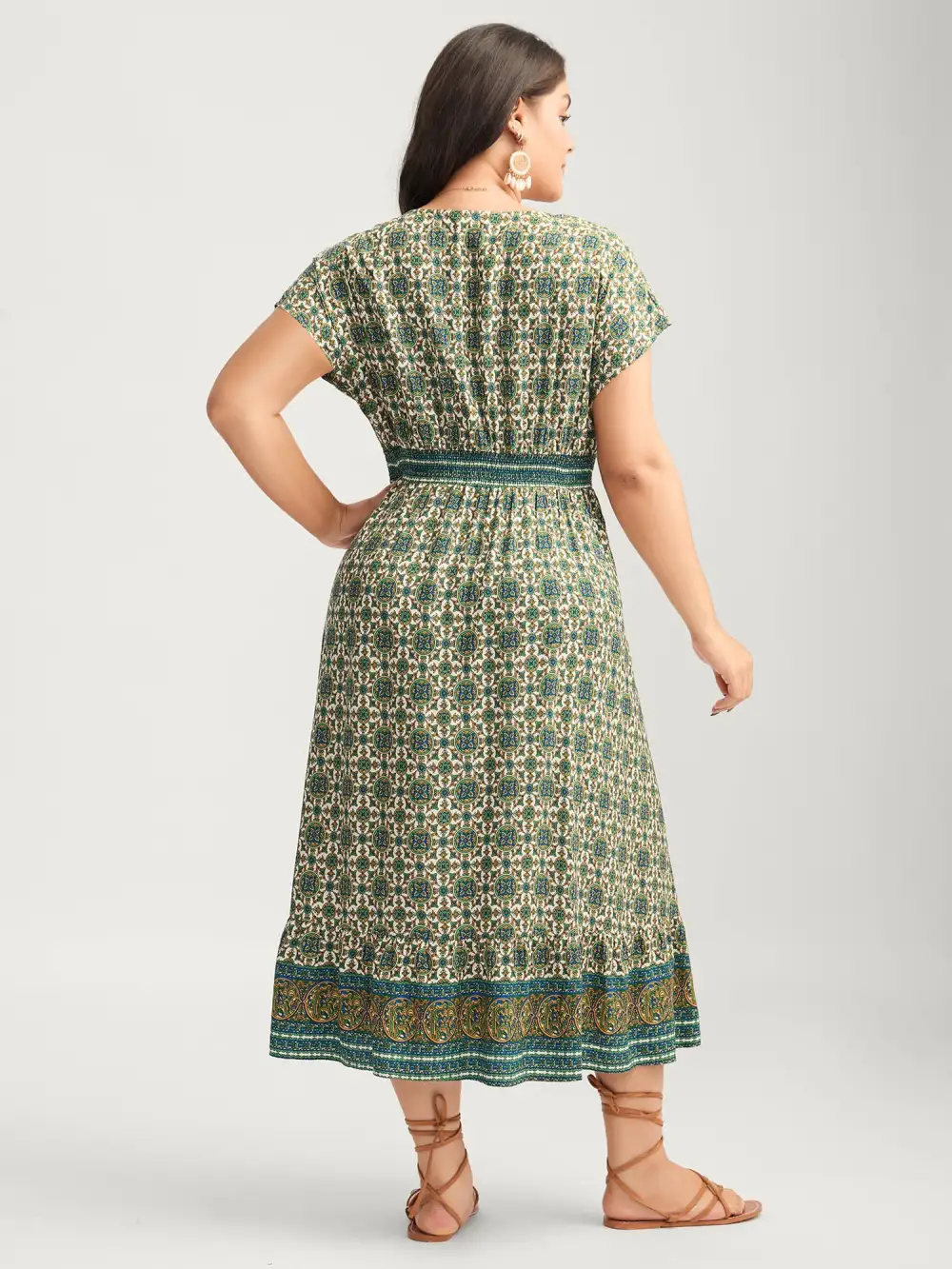 Rayon Floral Boho Print Pockets Midi Dress