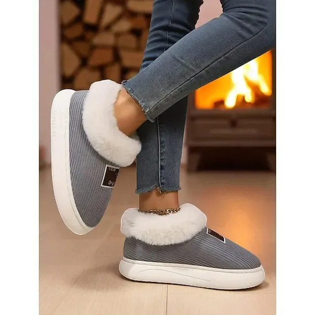 Women's Winter Indoor Slippers with Faux Fur Lining – Warm Anti-Slip Home Shoes for Cozy Indoor Wear