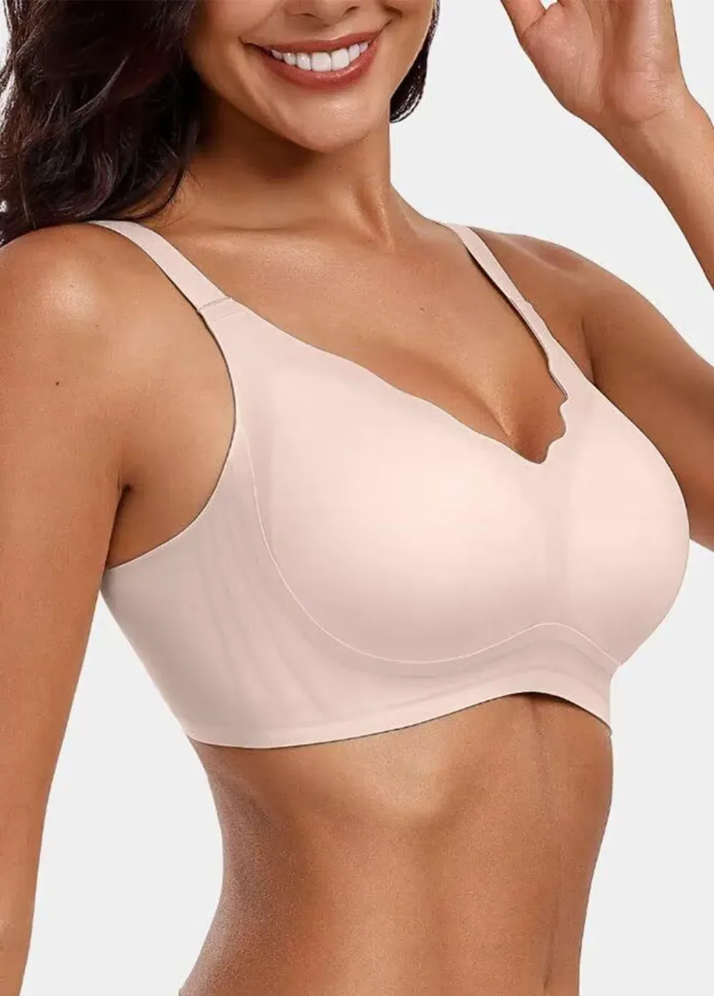 Skin Color Push Up V Neck Bra