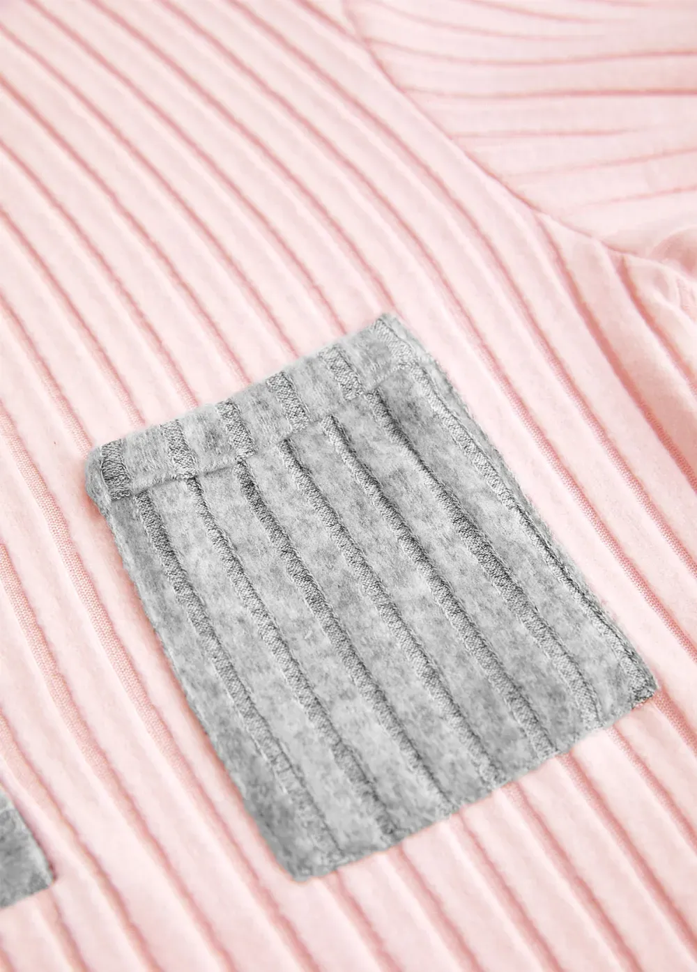 Light Pink Button Long Sleeve Split Neck Sweatshirt