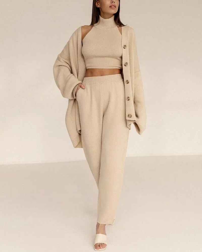 Casual Knitted Three Piece Set