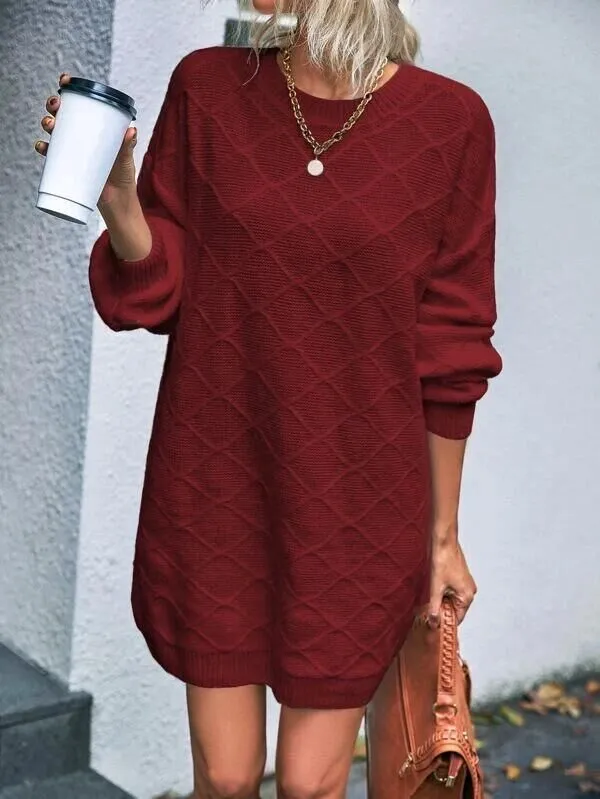 Solid Drop Shoulder Sweater Dress