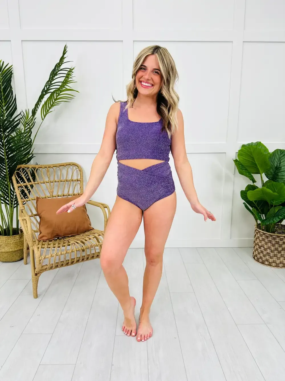 The Olivia Swim Top in Purple Shimmer
