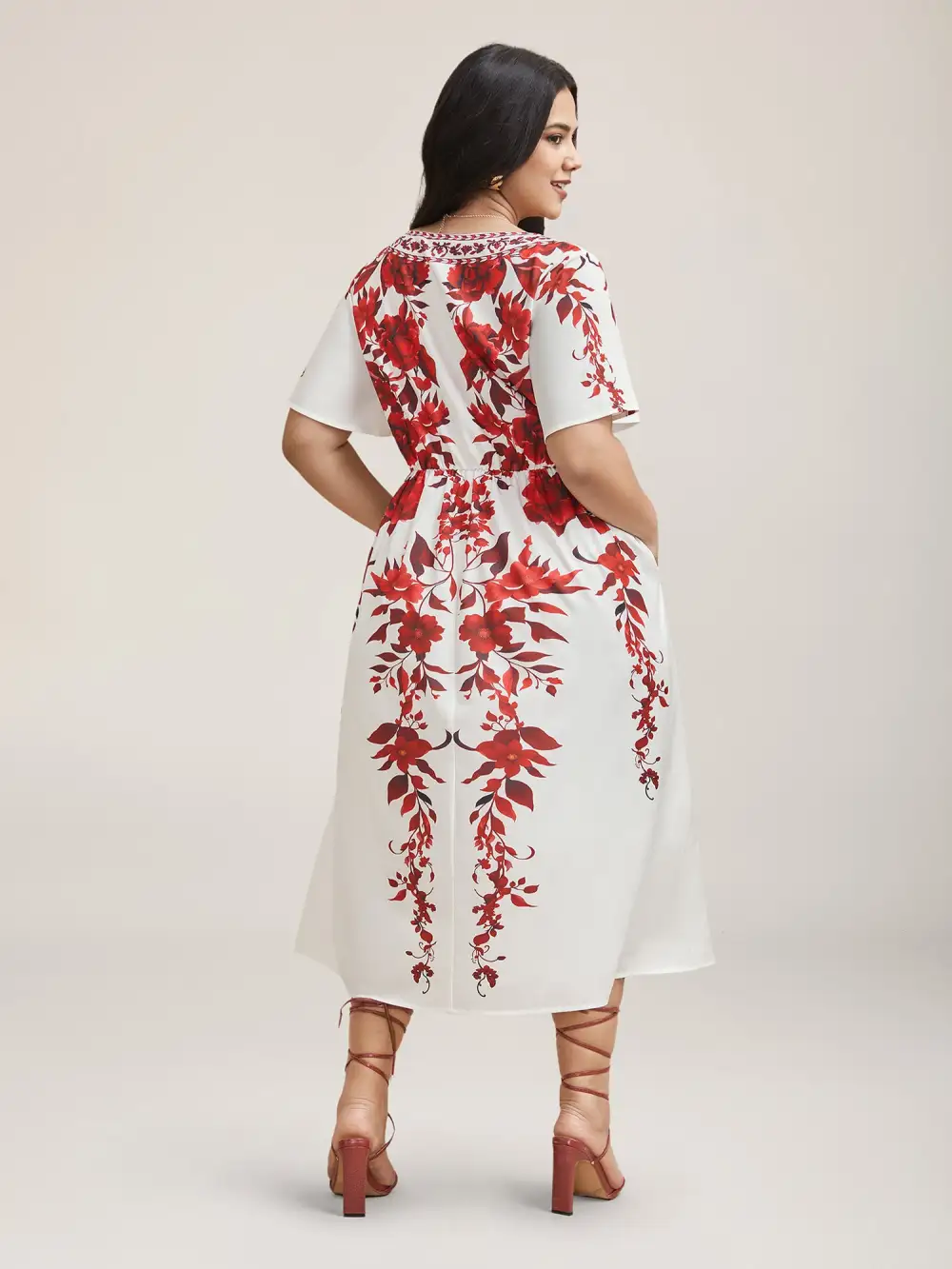 Bohemian Floral Print Stretchy Waist Maxi Dress