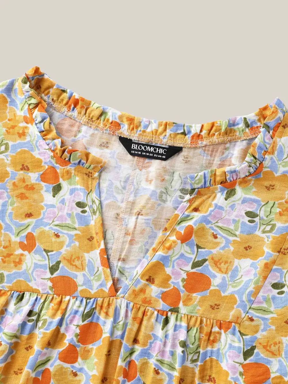 Rayon Ruffled Notched Collar Blouse