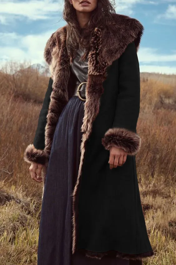 Donna Salyers' Fabulous Furs Women's Plus Size Faux Suede/Fur Full-Length Coat