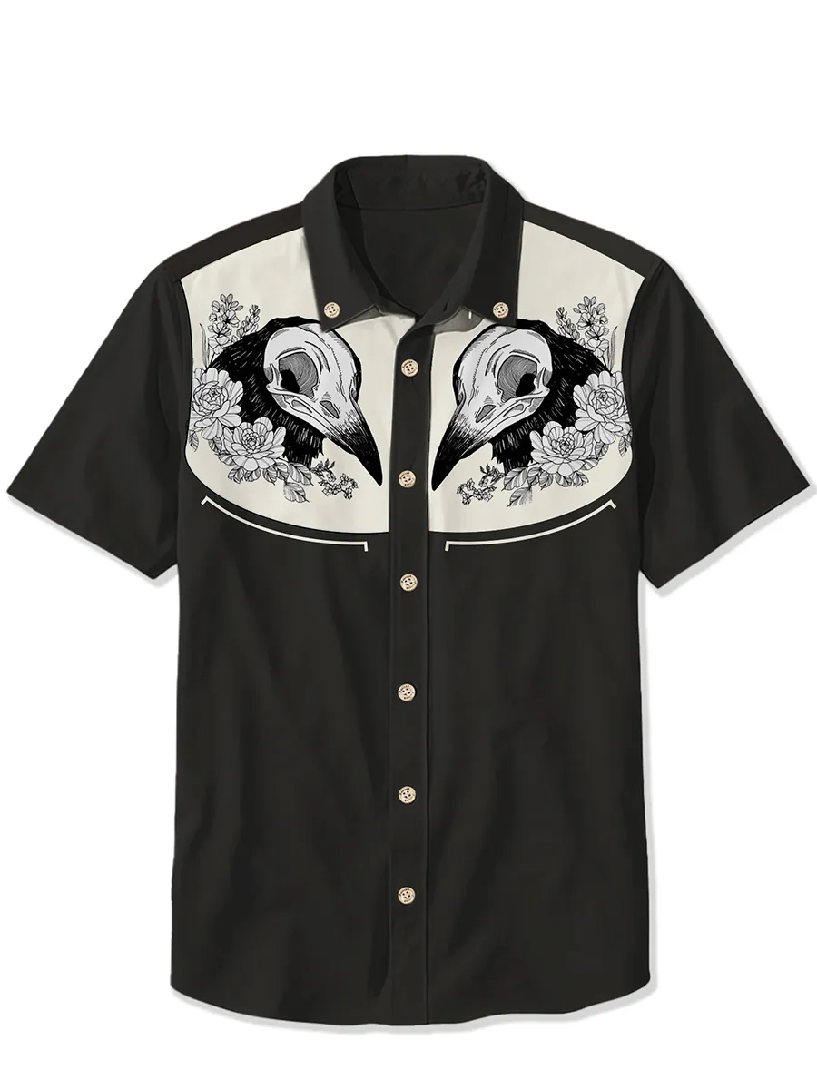Halloween Sharp-Beaked Crow Skull Shirt