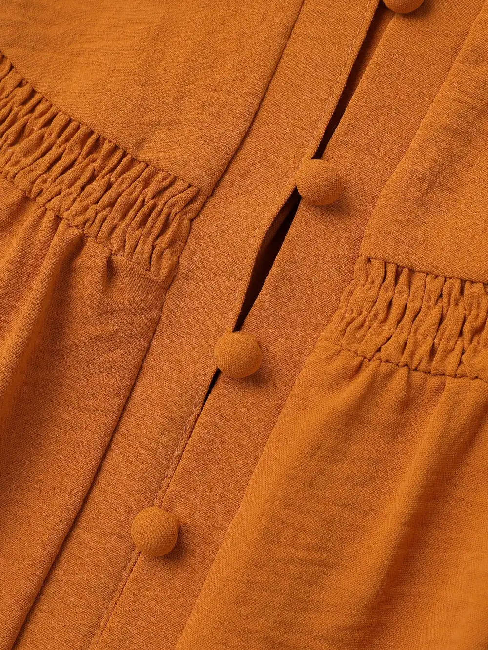 Shirred Cuff Sleeve Button Detail Blouse