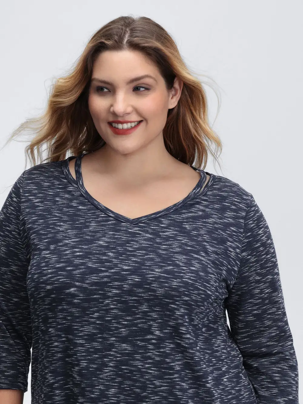 Heather Cut-Out Neckline T-Shirt