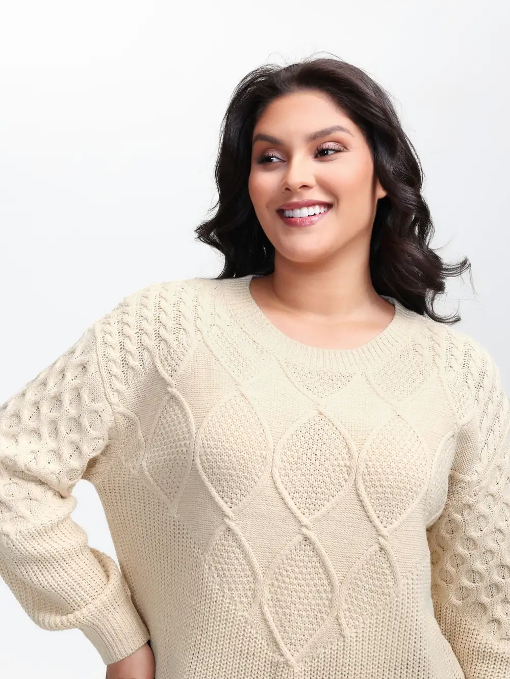 Textured Round Neck Ribbed Pullover