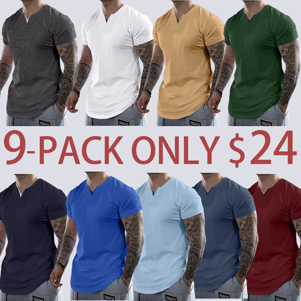 Men's Slim Fit V-Neck T-Shirt – Soft Short Sleeve Tee for Gym & Casual Wear
