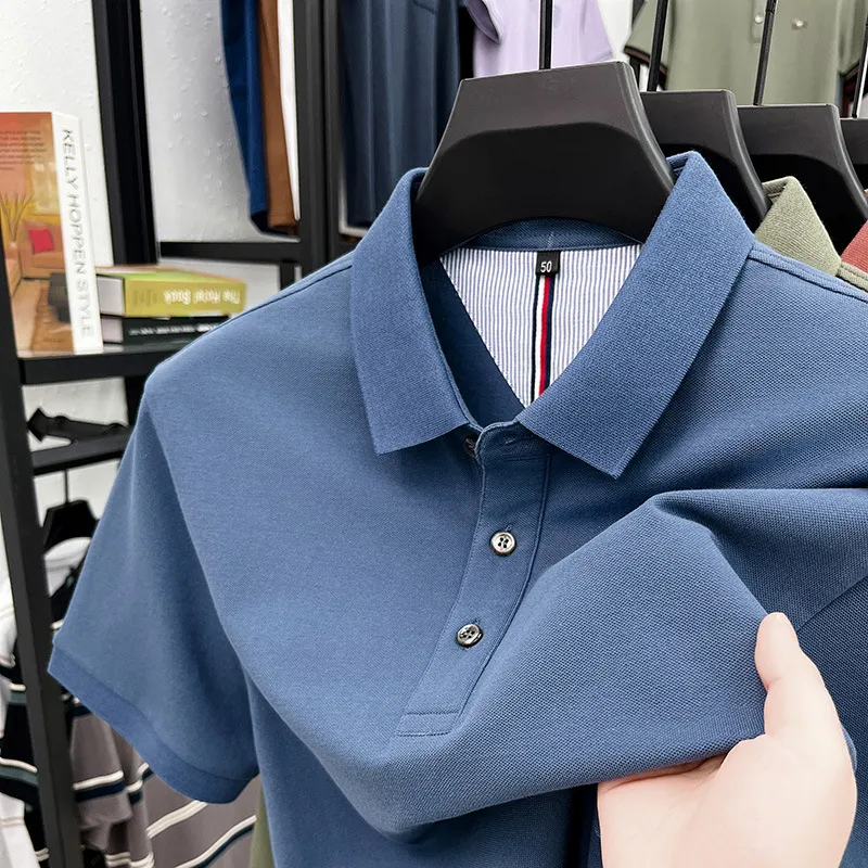 2025 Men's New Solid Color Cotton Casual Polo Shirt