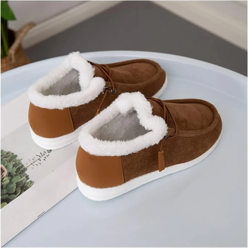 Women's Winter Warm Wendy Shoes Fleece Lined Boat Shoe Slip On Comfort Shoes,Womens Lace Up Loafers Flats Shoes (Come With Christmas socks) (Color : E, Size : EU/CN 42)