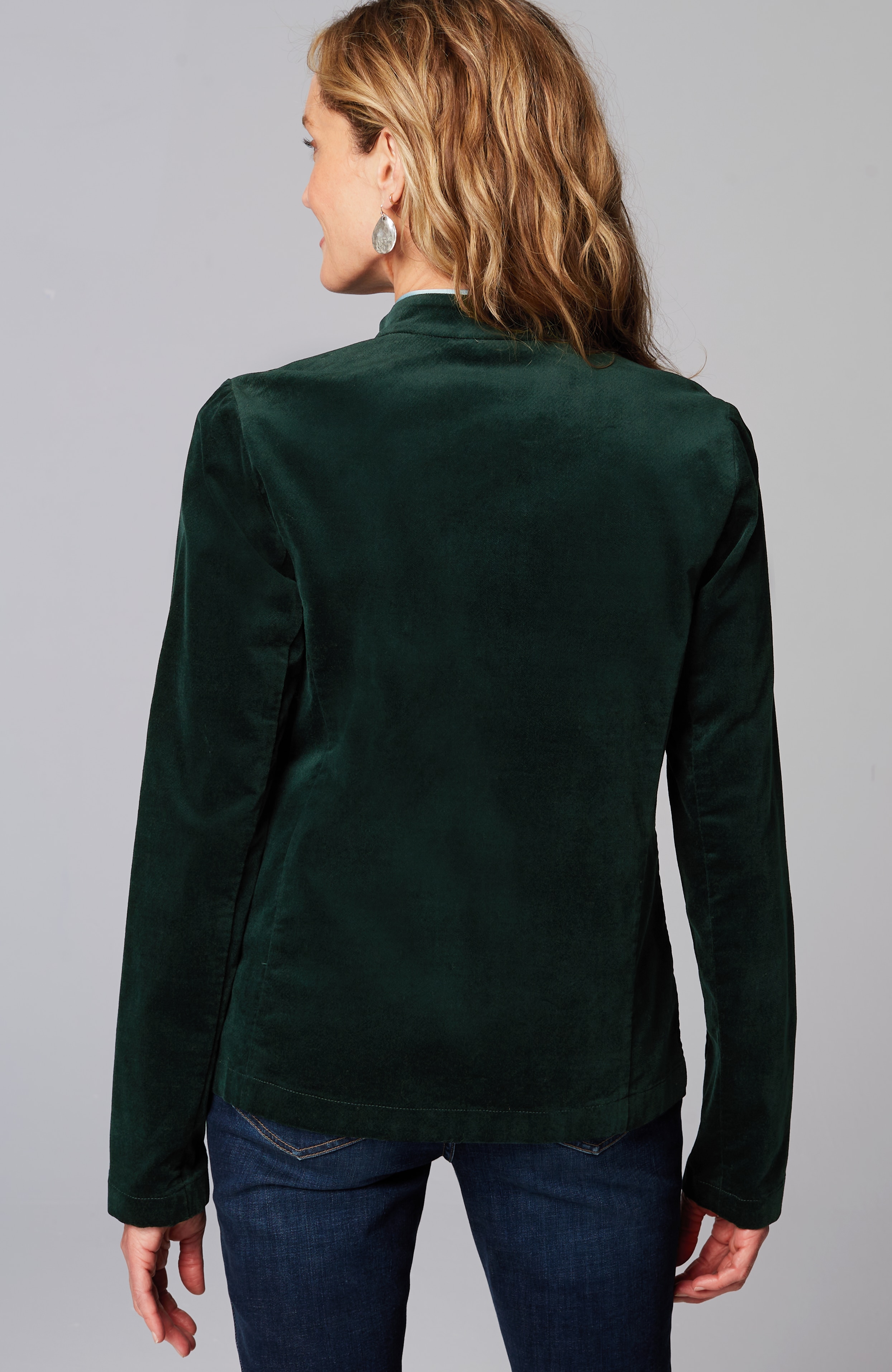 Velveteen-Stretch Military Jacket