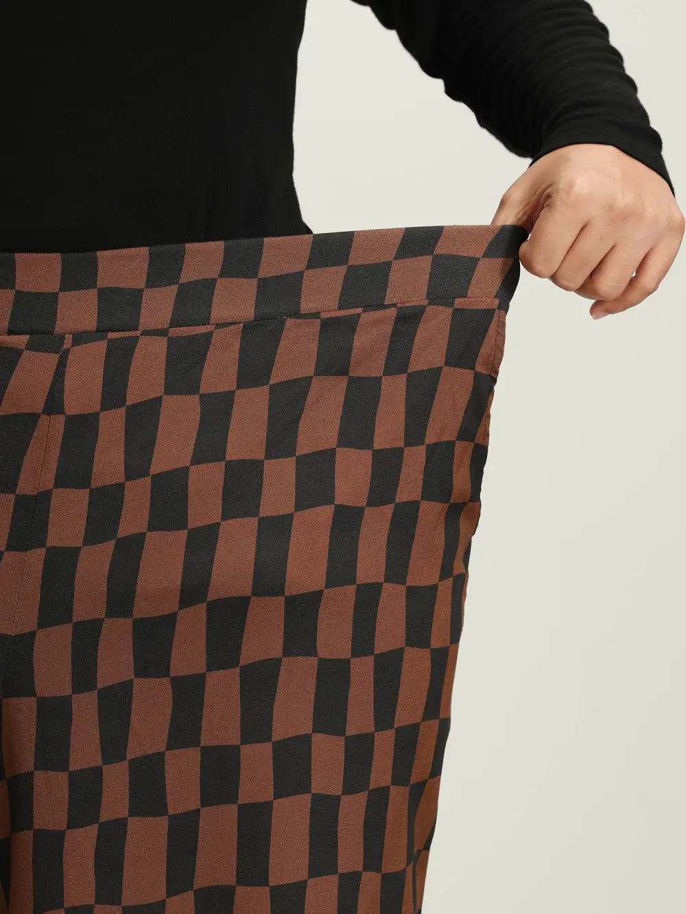 Checkered Print Wide-Leg Pants