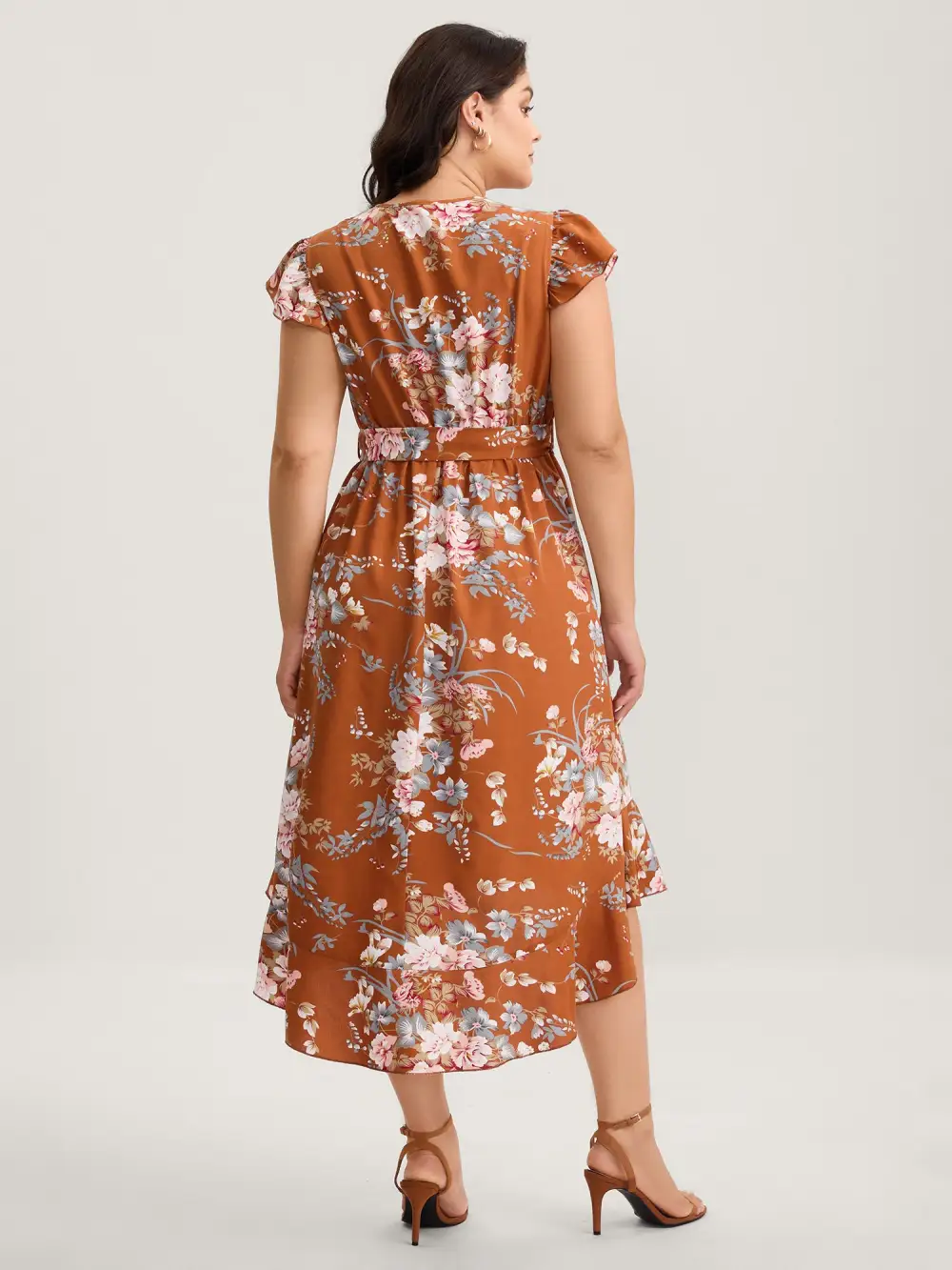 Midnight Blooms Wrap A-Line Midi Dress