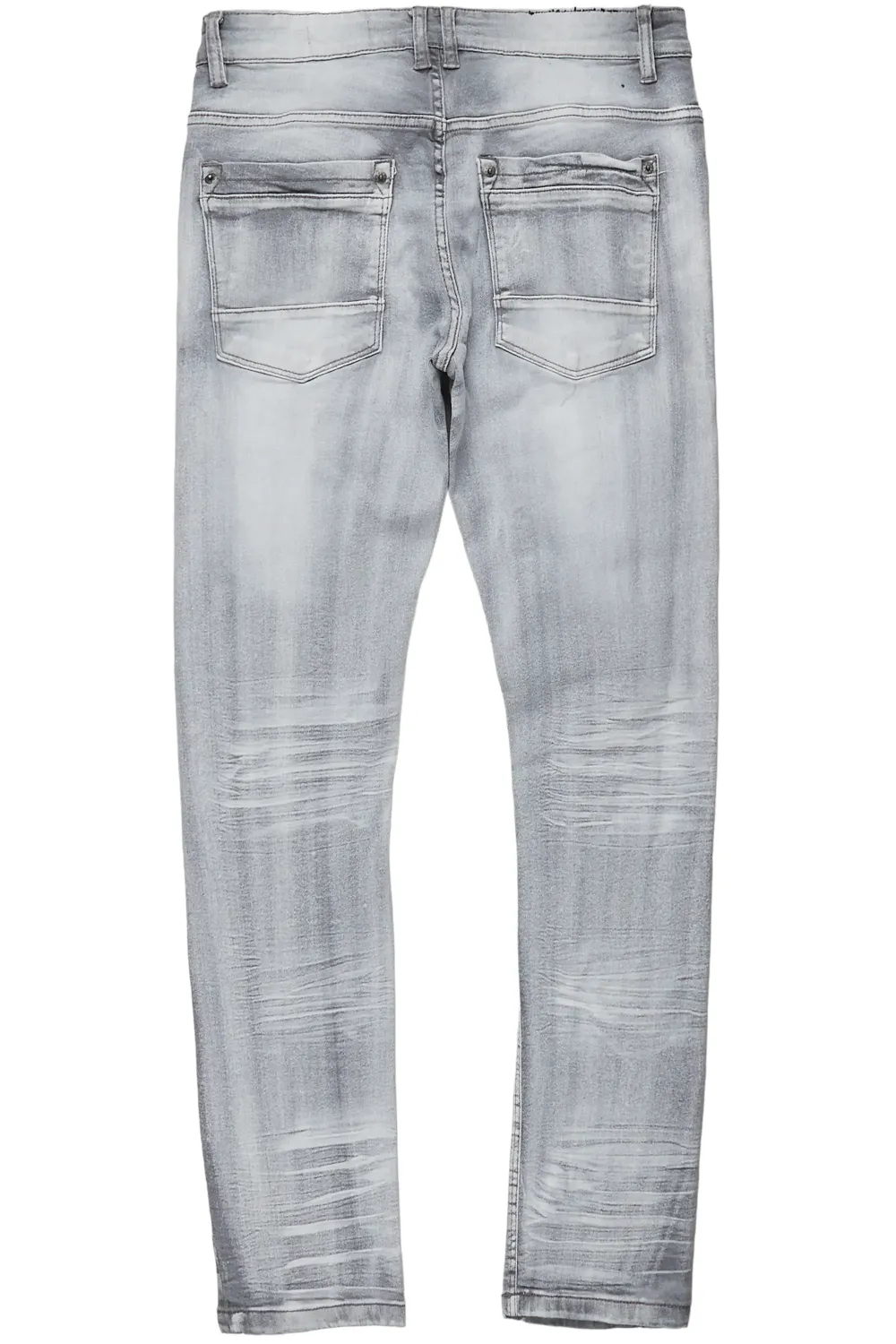 Gaines Light Grey Ripped Slim Straight Jean