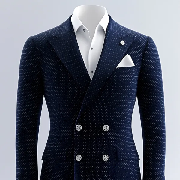 Men's Peaked Lapel Long Sleeve Double Breasted Polka Dot Blazer
