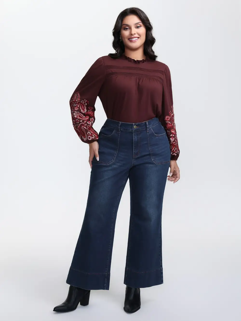 Flared Hem Easy-Fit Jeans