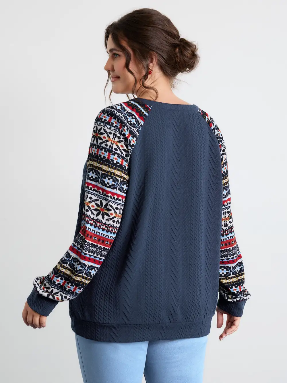 Color Contrast Stripes Raglan Sleeve Sweatshirt