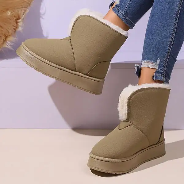 Women's Casual Plush Cuffed Thick-Soled Snow Boots 39973881S