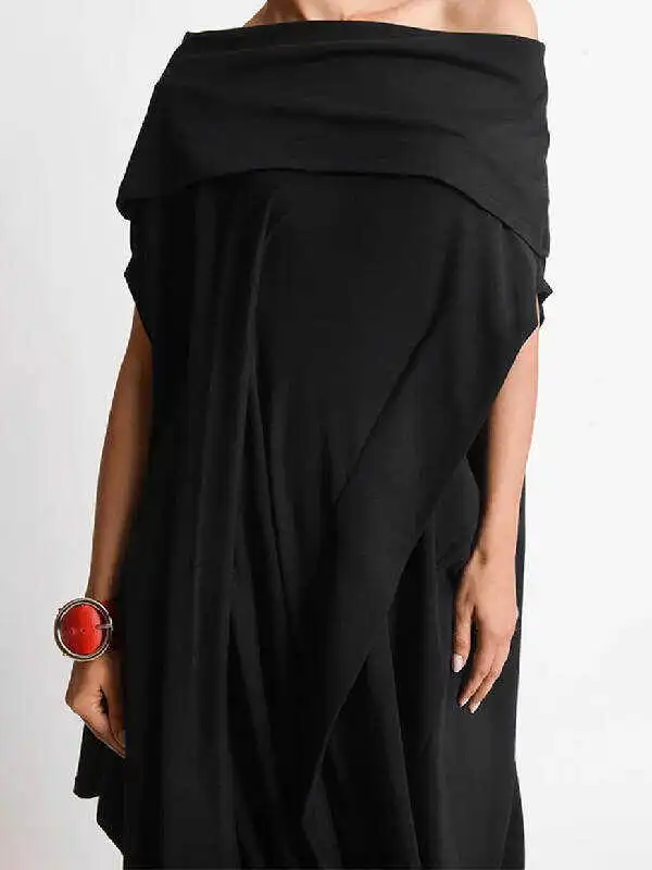 Loose Asymmetric Solid Color Midi Dresses