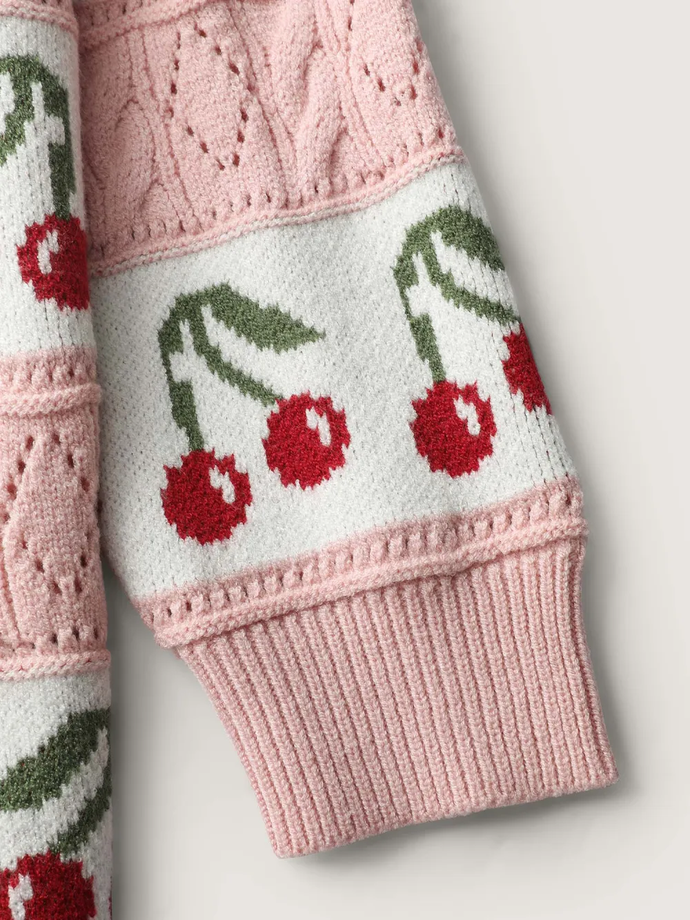 Cherry Jacquard Print Button Knit Cardigan