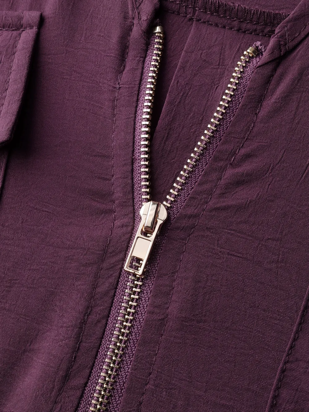 Half Zipper Tab Sleeve Blouse