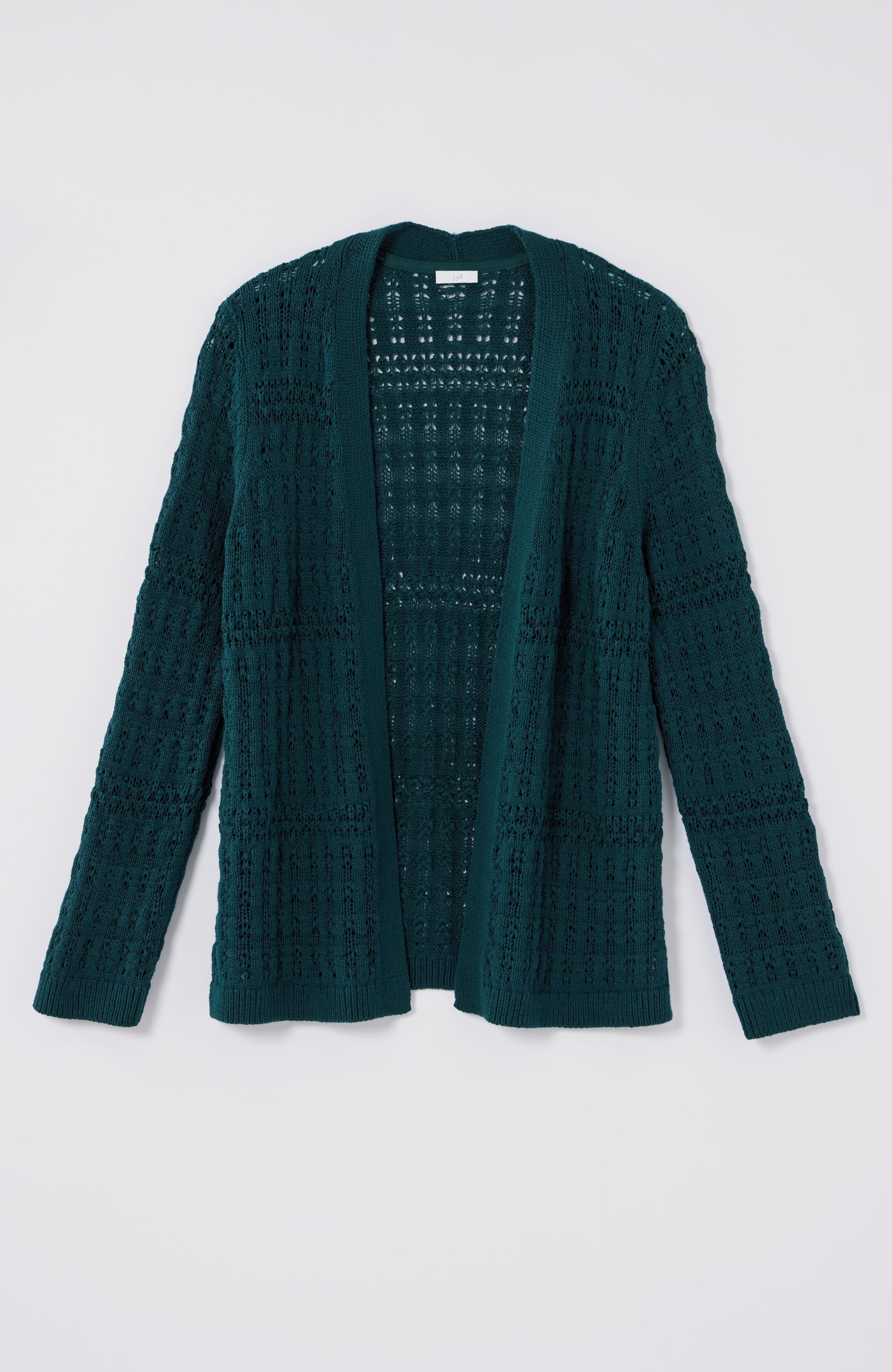 Textured-Stitch Open-Front Cardi