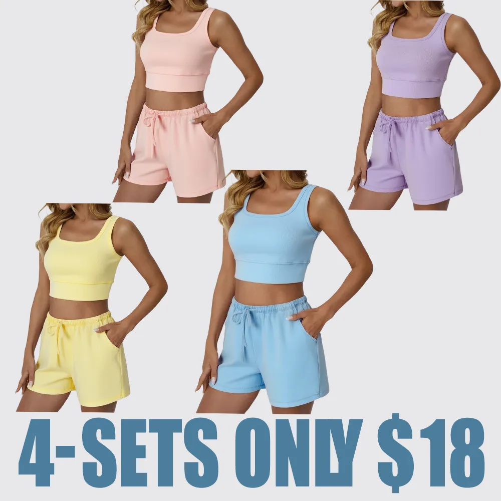 Women's Acid Wash Lounge Set – Tank Top & Shorts, Y2K Style, Easy Care No Detergent Needed