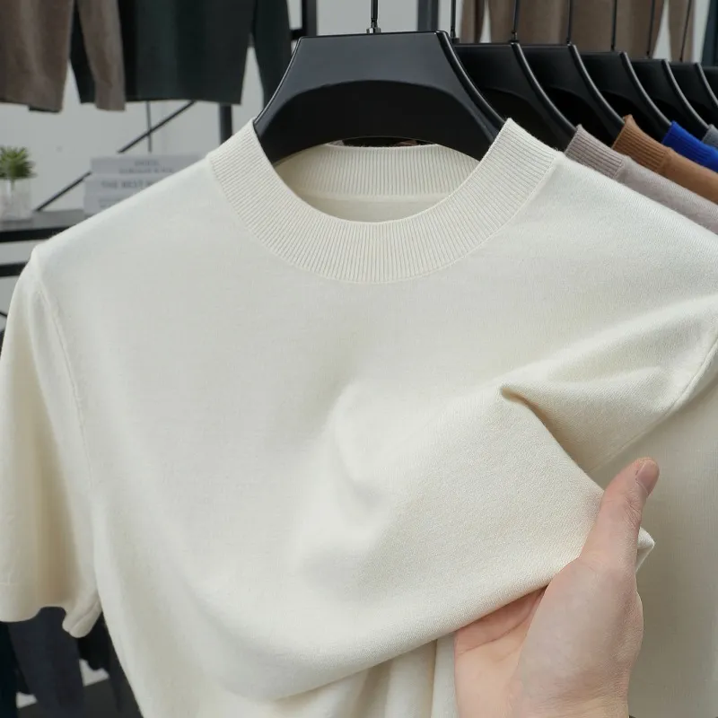Last Day 50% OFF🔥2025 Spring and Summer Men's Stand Collar Cashmere Casual T-shirt (Buy 2 Free Shipping)
