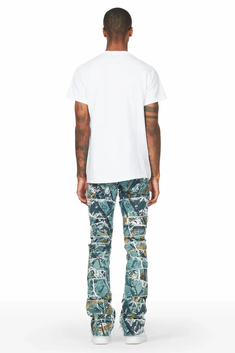 Shake Blue Tree Camo Stacked Flare Jean